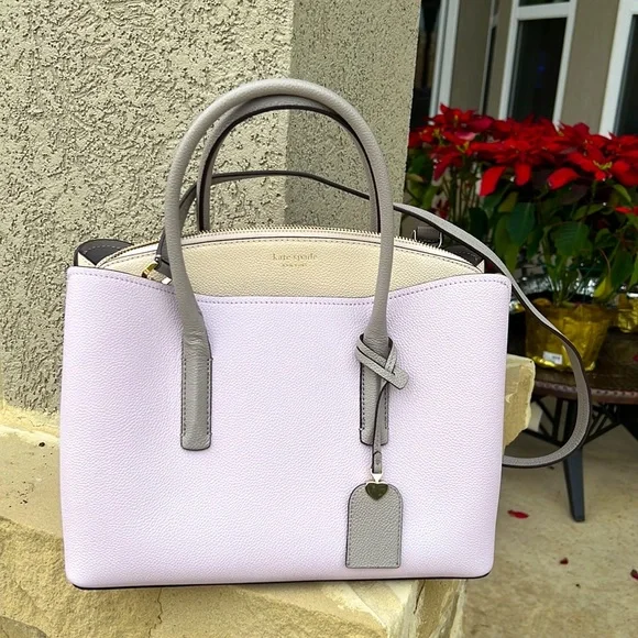 NWT Kate Spade Lavender, grey & cream satchel or tote. - Picture 6 of 13